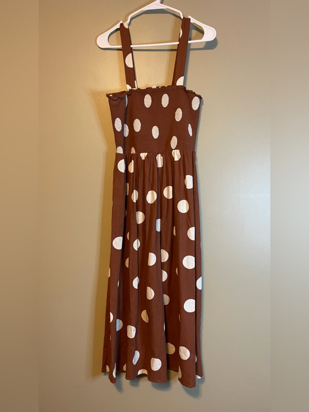 Blu Pepper Linen Blend Smock Top Polka Dot Dress - Picture 2 of 10
